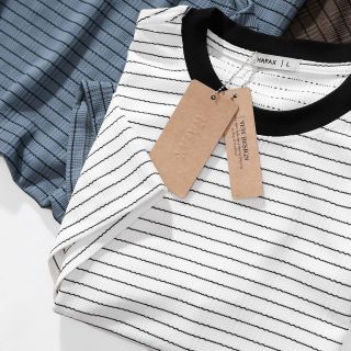 Mẫu áo thun nam  100% Cotton dệt kim sọc gân nổi.