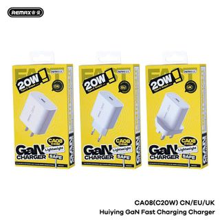 Củ sạc nhanh REMAX Huiying GaN Fast Charging Charger CA08(C20W) sử dụng công nghệ gan hiện đại US/EU