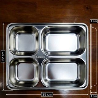 KHAY ĐỰNG THỨC ĂN BẰNG THÉP KHÔNG GỈ SUS 304 KÍCH THƯỚC 28 X 22 X 4 CM