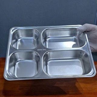 KHAY ĐỰNG THỨC ĂN BẰNG THÉP KHÔNG GỈ SUS 304 KÍCH THƯỚC 28 X 22 X 4 CM