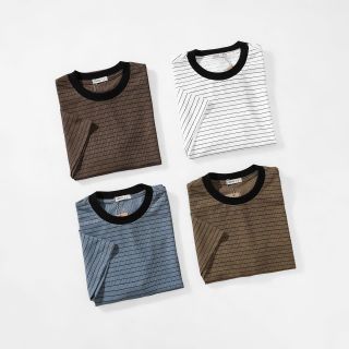 Áo thun nam. Chất thun Cotton dệt kim sọc gân nổi.