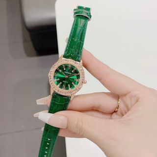 Set đồng hồ nữ Melisa phối dây chuyền, bông tai, nhẫn lục bảo xanh sang trọng Set Melisa Lục Bảo Hi Vọng