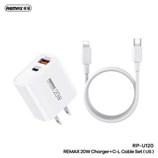 Bộ củ cáp sạc nhanh 20w Remax RP-U120 US tích hợp dây sạc C to C/ C to L tương thích đa năng hỗ trợ nhiều thiết bị
