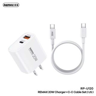 Bộ củ cáp sạc nhanh 20w Remax RP-U120 US tích hợp dây sạc C to C/ C to L tương thích đa năng hỗ trợ nhiều thiết bị