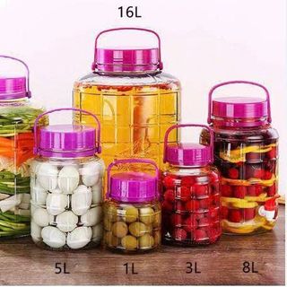 BÌNH THUỶ TINH NẮP TÍM 10 Lít CÓ QUAI XÁCH (T10)
