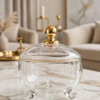Hũ Mứt Thủy Tinh Trắng Núm Vàng TP 4001 VV (THÙNG 24C)