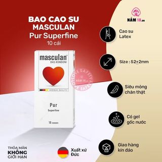 Bao Cao Su Siêu Mỏng Masculan Pur Superfine - Hộp 10 Cái.