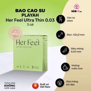 Bao Cao Su Siêu Mỏng Playah Her Feel Ultra Thin 003 Hương Nước Hoa | 3s.