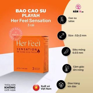 Bao Cao Su Nóng Ấm Playah Her Feel Sensation Hương Nước Hoa | 3s.