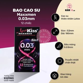 Bao Cao Su Lovekiss Maxxmen 5in1 Siêu Mỏng 0.03mm - 12s.