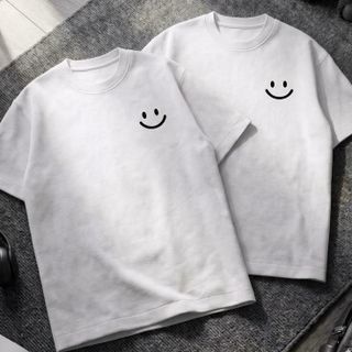 Cooling Ice Silk T-Shirt, Loose Fit Quick-Dry Summer Tee, Minimalist Smiley
