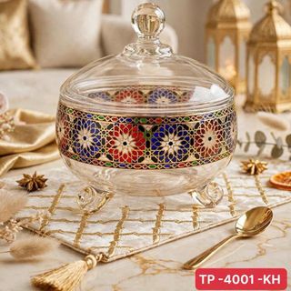 Hũ Mứt Thủy Tinh Trắng Hoa Văn TP 4001 KH (THÙNG 24C)