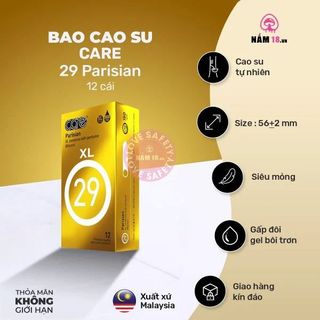 Bao Cao Su Size Lớn 56mm CARE 29 Parisian Hương Nước Hoa | 12s.