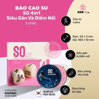Bao Cao Su SO 4in1 Siêu Gân Và Điểm Nổi - 3s.
