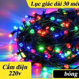 DÂY ĐÈN LED CHỚP LỤC GIÁC ĐỦ MÀU 30m IC BẤM