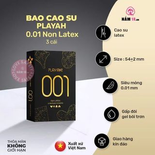 Bao Cao Su Siêu Mỏng PlayAh 0.01 Non Latex - 3s.