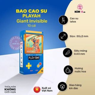 Bao Cao Su Size Lớn 55mm PlayAh Giant Invisible - 10s.