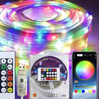 DÂY ĐÈN LED 10m TRANG TRÍ CHẠY ĐUỔI RGB CỔNG USB (Remote-T100)