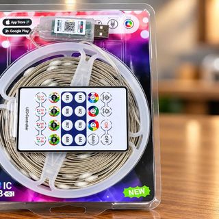 DÂY ĐÈN LED 10m TRANG TRÍ CHẠY ĐUỔI RGB CỔNG USB (Remote-T100)