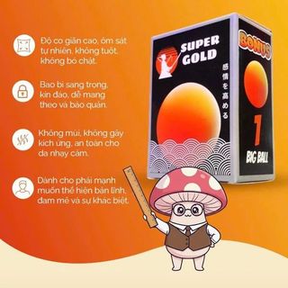 Bao Cao Su Bi Lớn Super Gold Big Ball - Hộp 2 Cái.