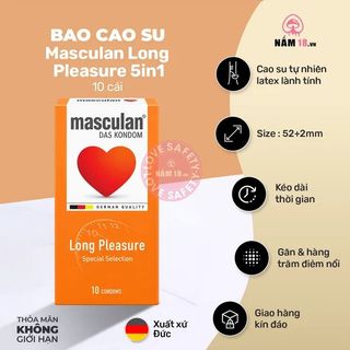 Bao Cao Su Kéo Dài Thời Gian Masculan Long Pleasure 5in1 - Hộp 10 Cái.
