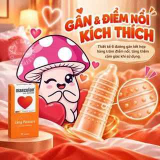 Bao Cao Su Kéo Dài Thời Gian Masculan Long Pleasure 5in1 - Hộp 10 Cái.