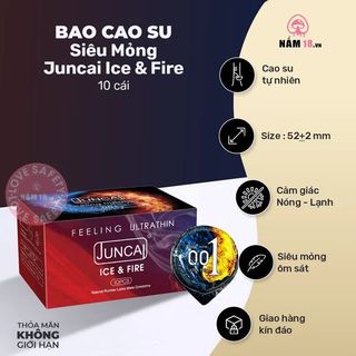 Bao Cao Su Siêu Mỏng Juncai Ice & Fire Lửa Băng | 10s.