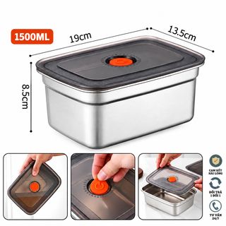 HỘP ĐỰNG THỰC PHẨM INOX 304 1500ML (T200)