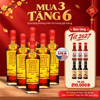[Tặng 3 Sốt Trộn Gỏi và 3 Nước tương 3in1] Thùng 6 nước mắm 60N 500ml/CHAI THUỶ TINH Nước Mắm Tĩn Cá Cơm Ruột Đỏ Truyền Thống Ủ Chượp Lâu Năm