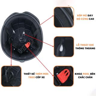 Nón Bảo Hiểm DANGROUP Nón bảo hiểm nữa đầu vespa có kính nhiều màu lựa chọn-Đạt chuẩn CR Thời Trang - An Toàn - Giá Tốt