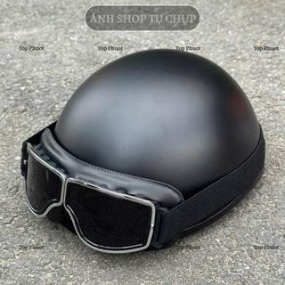 Nón Bảo Hiểm DANGROUP Mũ bảo hiểm nửa đầu lưỡi trai có kính Đen nhám dành cho các cặp đôi và các bạn trẻ dễ thương cute Thời Trang - An Toàn - Giá Tốt