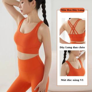 Áo thể thao 913A dây chéo lưng mút đúc, vải mịn, cố định V1