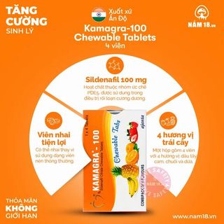 Viên Ngậm Tăng Cường Sinh Lý Nam Kamagra 100mg Vị Trái Cây | Vỉ 4 viên