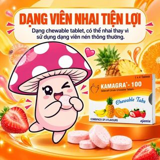 Viên Ngậm Tăng Cường Sinh Lý Nam Kamagra 100mg Vị Trái Cây | Vỉ 4 viên