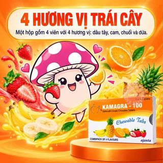 Viên Ngậm Tăng Cường Sinh Lý Nam Kamagra 100mg Vị Trái Cây | Vỉ 4 viên
