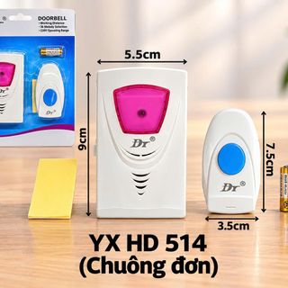CHUÔNG CỬA KHÔNG DÂY CHUÔNG ĐƠN YX HD 514 (T10)
