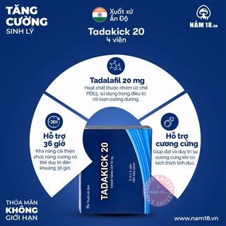 Viên Uống Cương Dương, Tăng Cường Sinh Lý Tadakick 20 | Hộp 4 Viên
