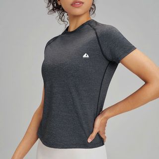 Áo thun thể thao nữ màu Tiêu L NAQI 1006 chạy bộ, pickleball, tennis, Gym thun lạnh QC cao cấp