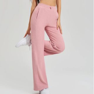 Quần dài ống rộng loe màu Hồng size M NAQI 758 vải gân tăm mềm mát co dãn thoải mái