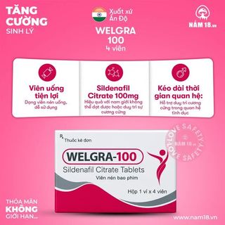 Viên Uống Cương Dương, Tăng Cường Sinh Lý Welgra 100 - Hộp 4 Viên.