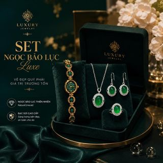 Set đồng hồ nữ phối trang sức ngọc lục bảo xanh sang trọng Gossie – Set Ngọc Lục Bảo Luxe