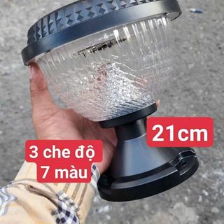 ĐÈN GẮN TRỤ CỔNG NĂNG LƯỢNG MẶT TRỜI 3 CHẾ ĐỘ 7 MÀU 21cm (MẪU TRÒN-T10)