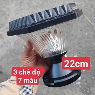 ĐÈN GẮN TRỤ CỔNG NĂNG LƯỢNG MẶT TRỜI 3 CHẾ ĐỘ 7 MÀU 22cm (MẪU TRÒN-T10)