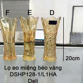 BÌNH CẮM HOA THUỶ TINH VÀNG MIỆNG BÈO 20cm DELI DSHP128-L1HA (T24)