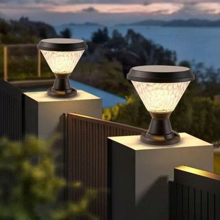 ĐÈN GẮN TRỤ CỔNG NĂNG LƯỢNG MẶT TRỜI 3 CHẾ ĐỘ 7 MÀU 19cm (T10)