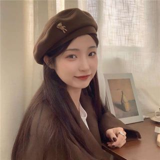 Mũ nồi, mũ beret tag hình con gấu cute Chất Nỉ Nhung nhà Humi Home
