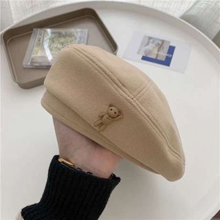 Mũ nồi, mũ beret tag hình con gấu cute Chất Nỉ Nhung nhà Humi Home