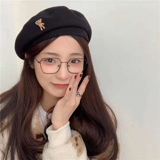Mũ nồi, mũ beret tag hình con gấu cute Chất Nỉ Nhung nhà Humi Home