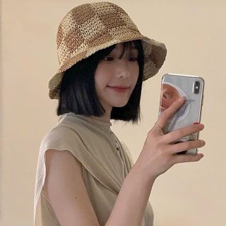 Mũ cối mềm hoạ tiết phối caro màu
