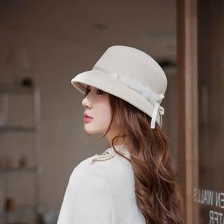 Mũ dạ dáng tiểu thư hình NƠ NHỎ form cứng cáp dành cho nữ Phong Cách Hàn Quốc Form Unisex phù hợp đi chơi, dạo phố, du lịch
